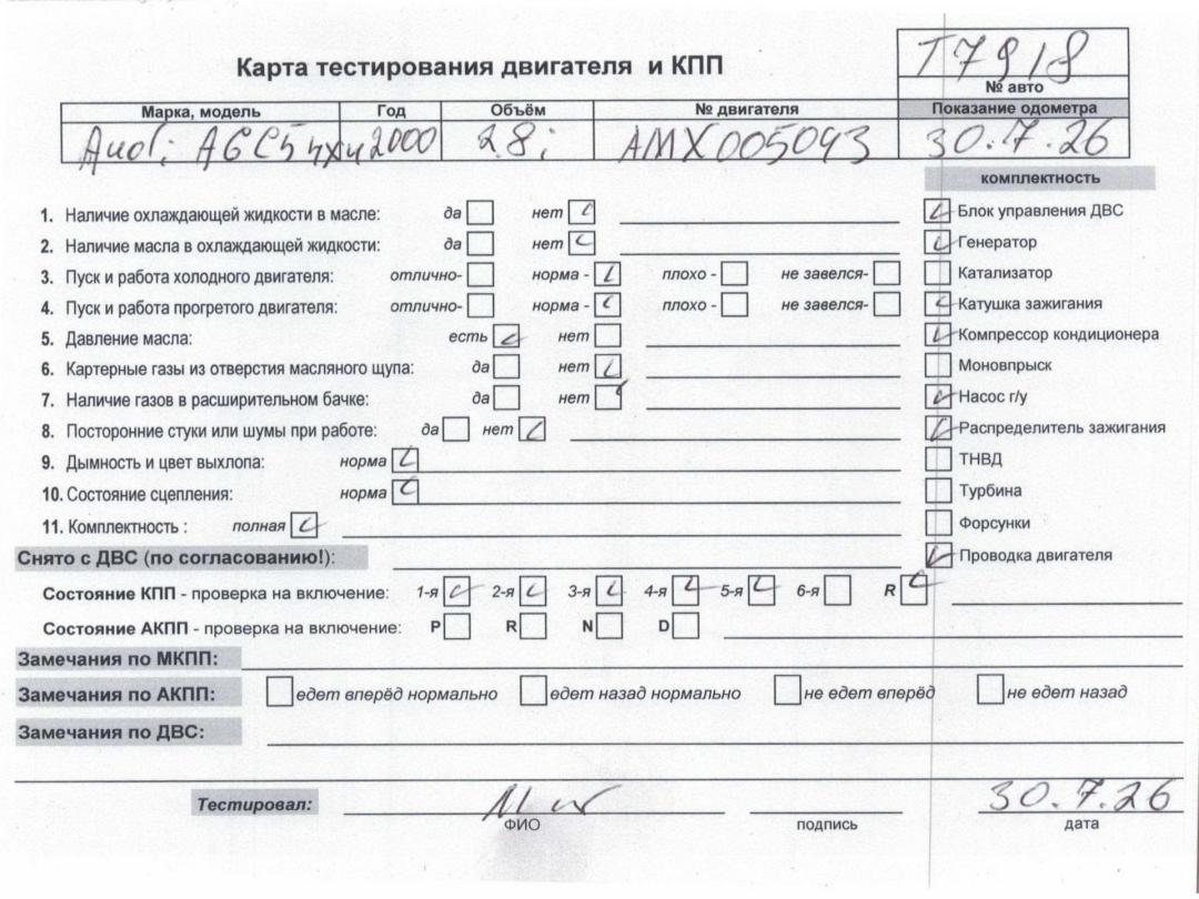 двигатель Audi A6 C5 2000, 2.8 л., бензин, МКПП, AQD